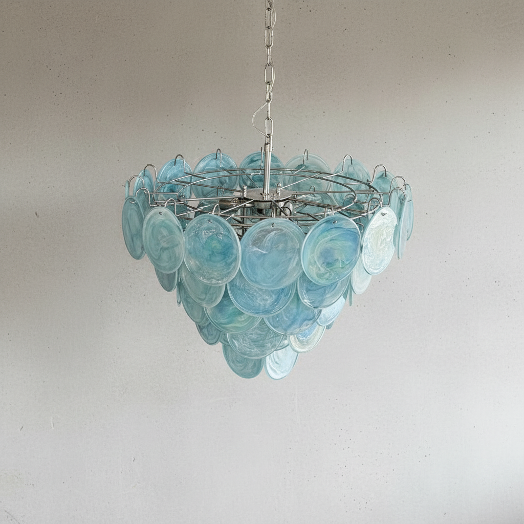 Luster Gaze Azure Bloom Glass Chandelier - Background Shot
