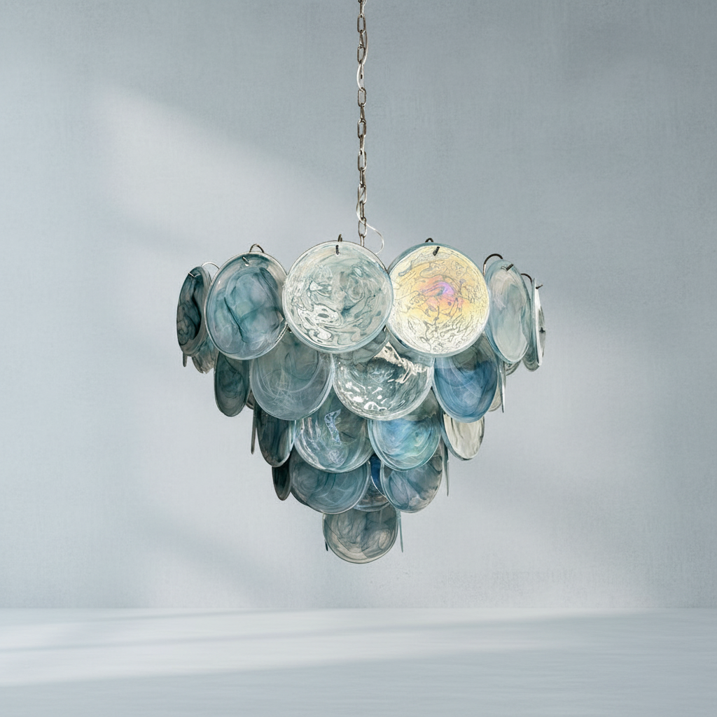 Luster Gaze Azure Bloom Glass Chandelier - Background Shot