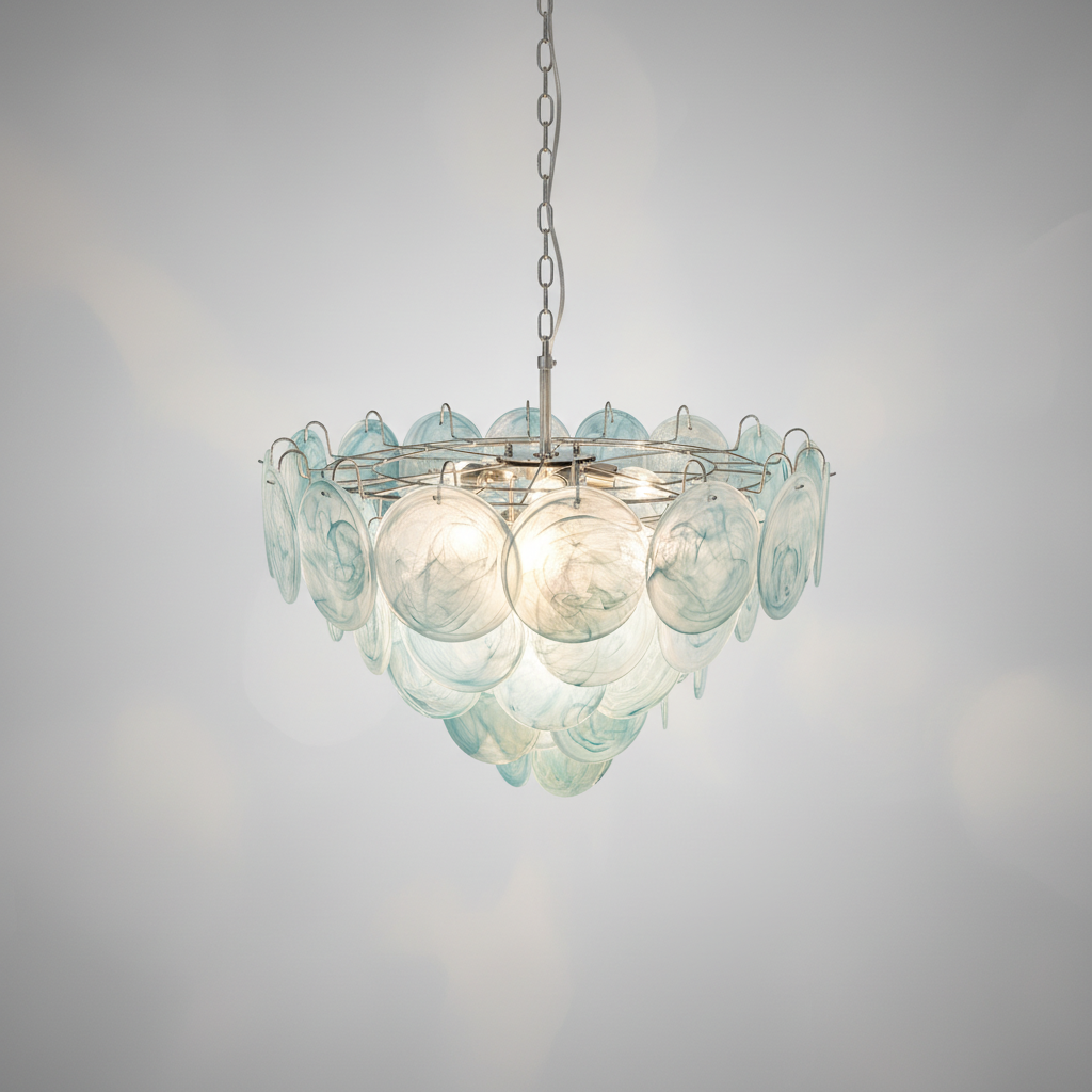 Luster Gaze Azure Bloom Glass Chandelier - Background Shot