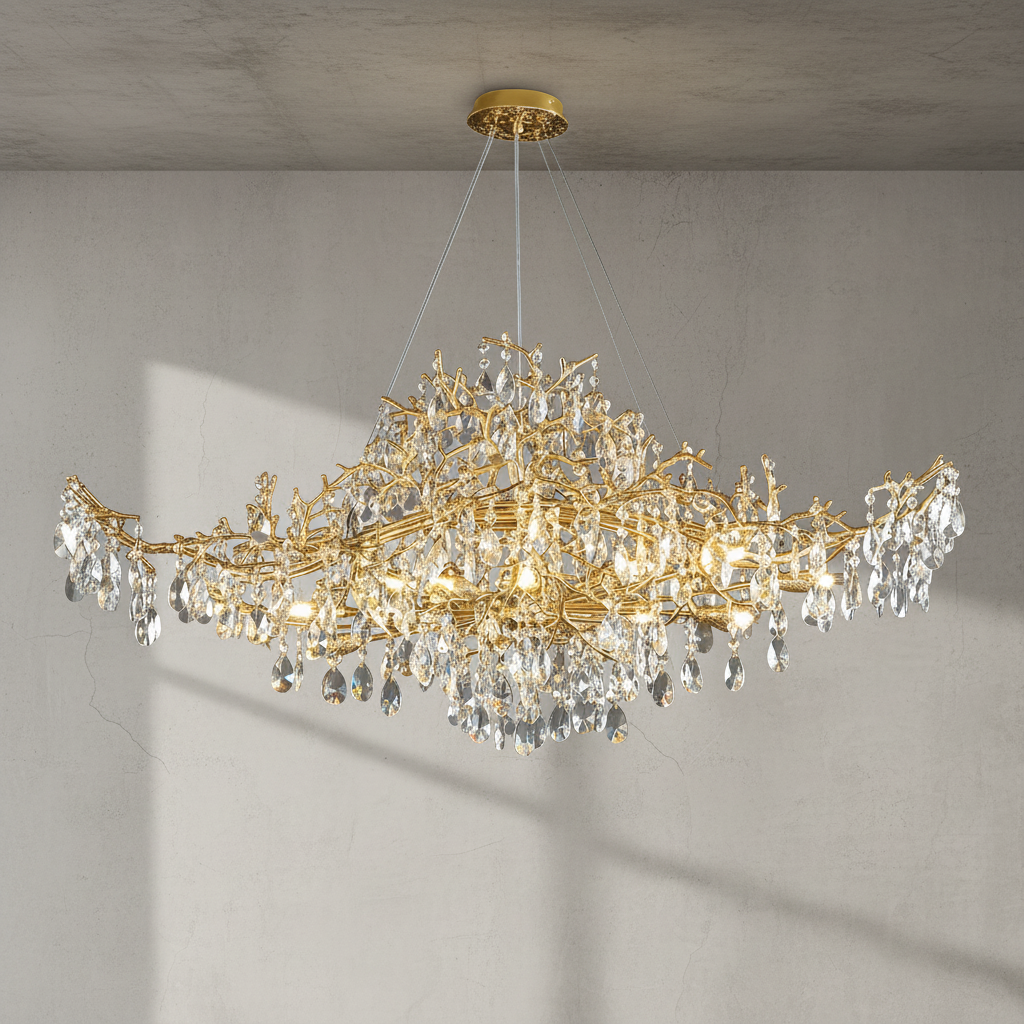 Luster Gaze Gilded Branch Crystal Chandelier - Background Shot