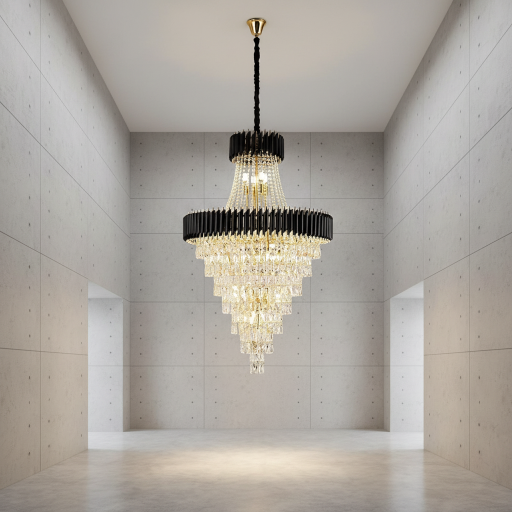 Luster Gaze Obsidian Radiance Crystal Chandelier - Background Shot