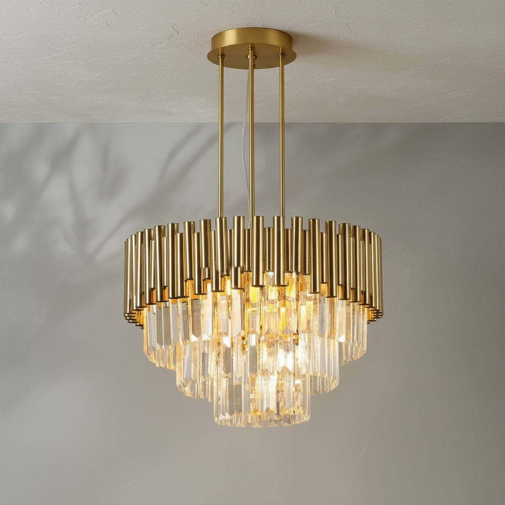 Luster Gaze Radiant Cascade Crystal Chandelier - Background Shot