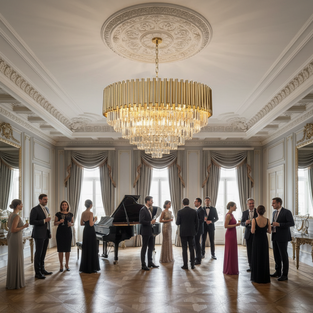 Luster Gaze Radiant Cascade Crystal Chandelier - American ballroom or formal entertaining space