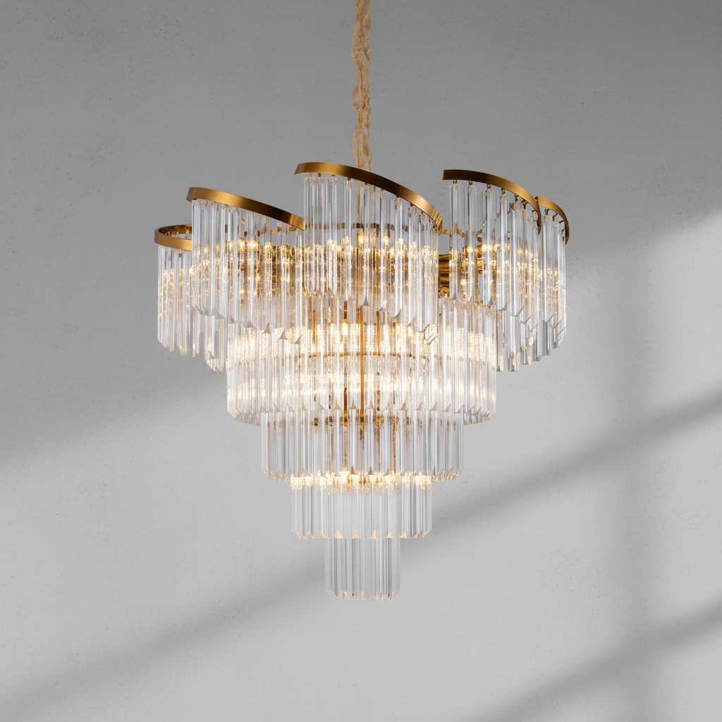 Luster Gaze Radiant Bloom Round Crystal Chandelier - Background Shot