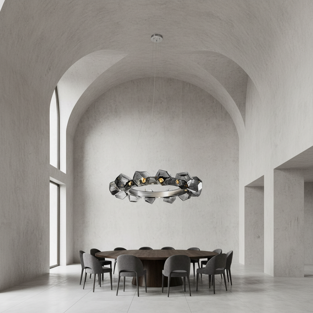 Luster Gaze Aura Disc Modern LED Chandelier - Background Shot
