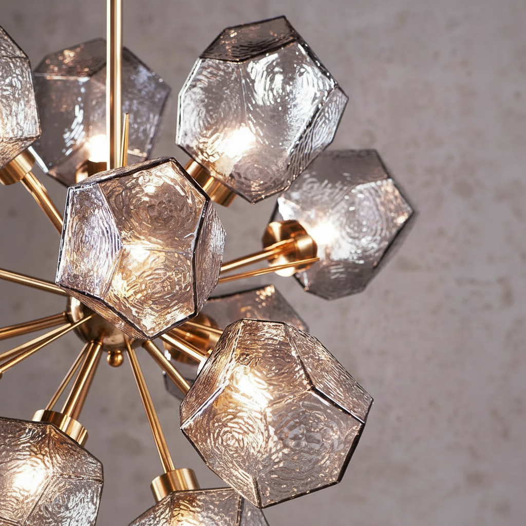 Luster Gaze Radiant Orb Brass Crystal Chandelier - Background Shot