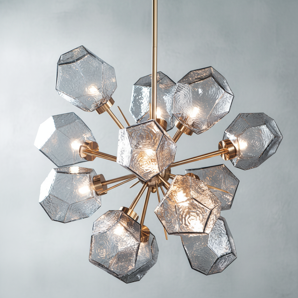Luster Gaze Radiant Orb Brass Crystal Chandelier - Background Shot