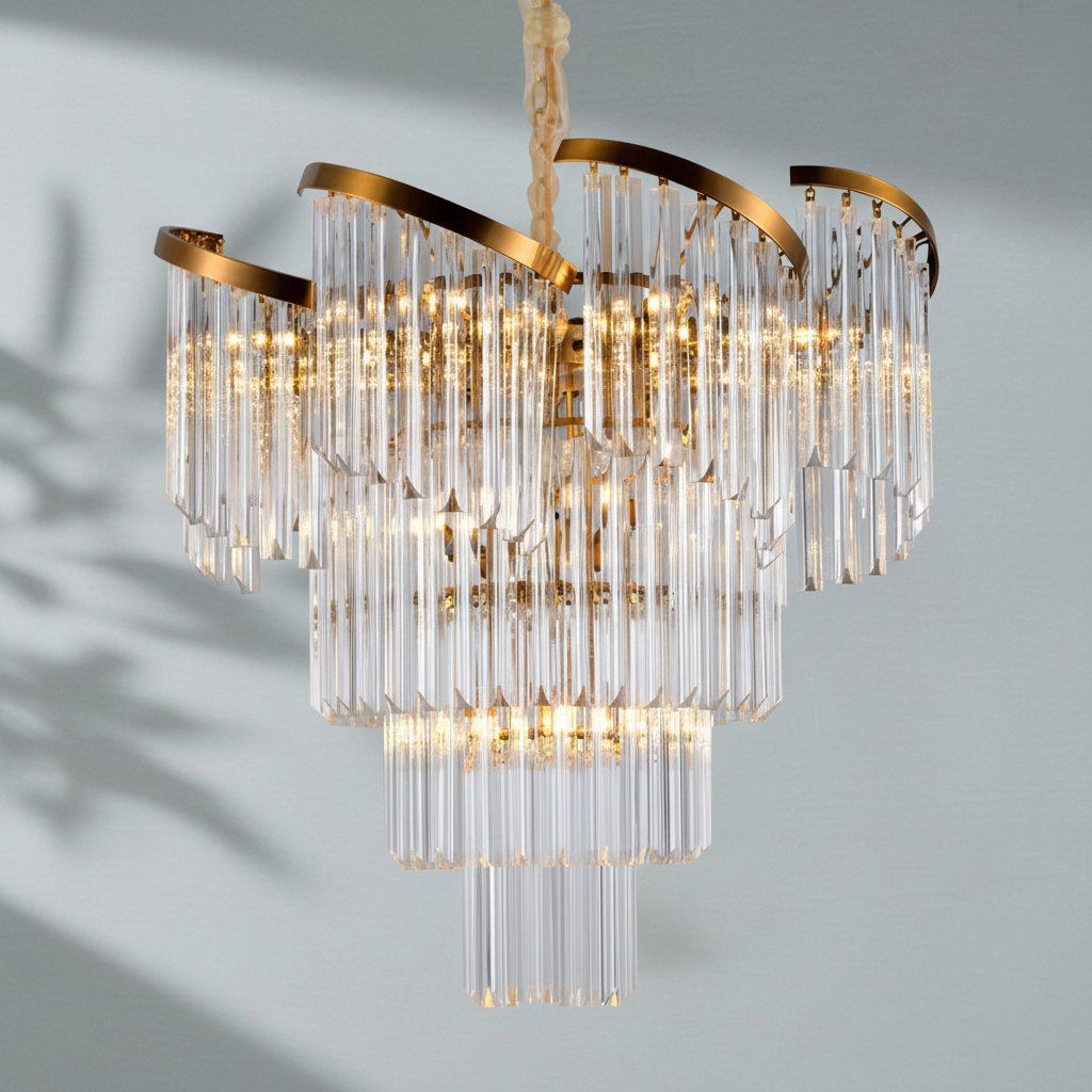 Luster Gaze Radiant Bloom Round Crystal Chandelier - Background Shot