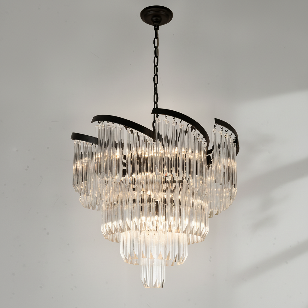 Luster Gaze Twin Palms Round Crystal Chandelier - Studio Shot
