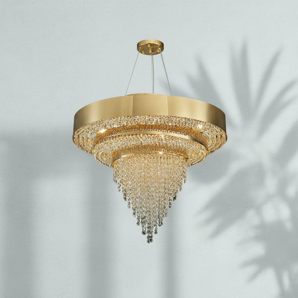 Luster Gaze Radiant Aura Oval K9 Crystal Chandelier - Background Shot
