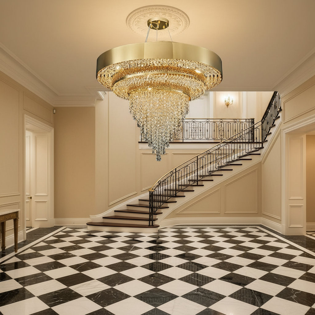 Luster Gaze Radiant Aura Oval K9 Crystal Chandelier - grand American estate foyer