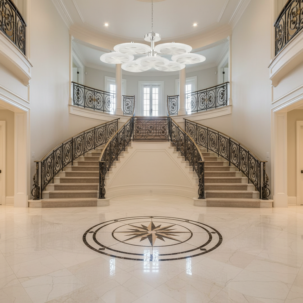 Luster Gaze Ovo Ice Glass Round Chandelier 37.75" - grand American foyer with two-story ceiling