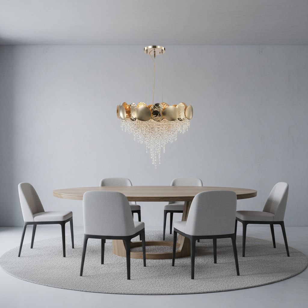 Luster Gaze Radiant Bloom Round Crystal Chandelier - Background Shot