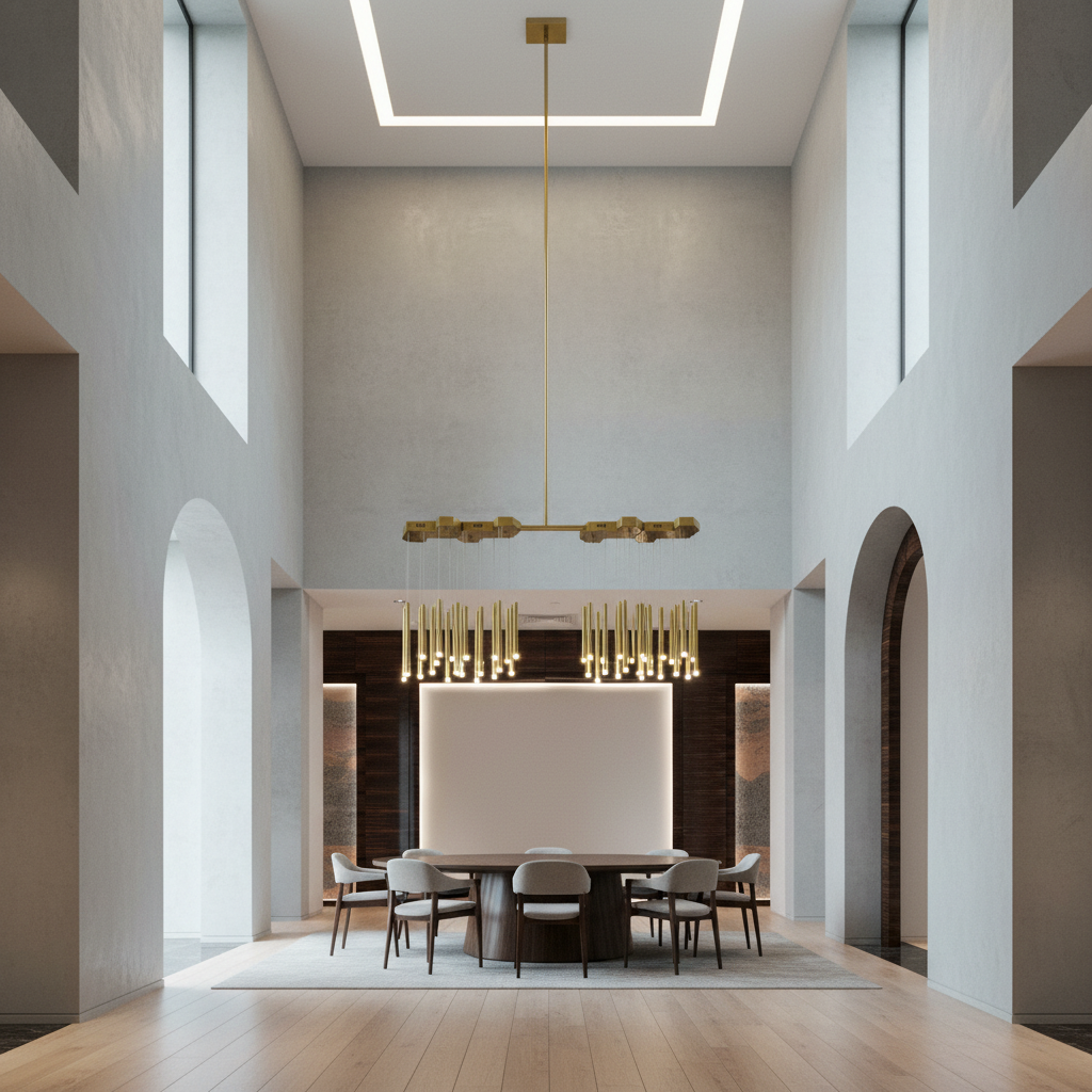 Luster Gaze Aura Cascade Round Tubular Pendant Chandelier - Background Shot