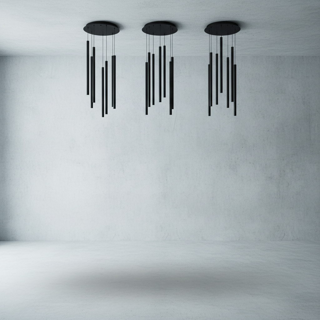 Luster Gaze Aura Cascade Round Tubular Pendant Chandelier - Background Shot
