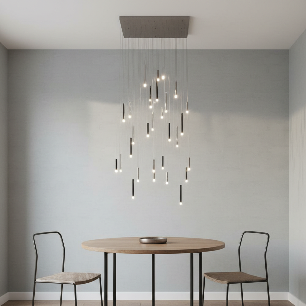 Luster Gaze Aura Cascade Rectangular Pendant Chandelier - Background Shot