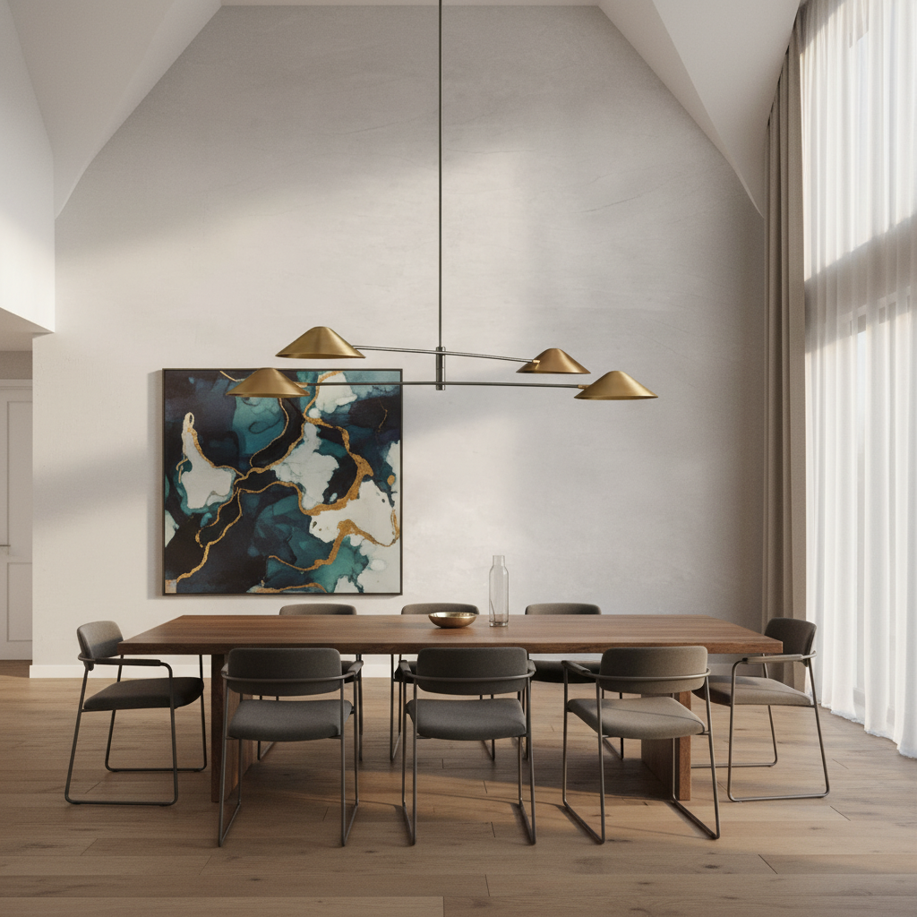 Luster Gaze Aura Grandeur 4-Light Linear Chandelier - American great room dining area