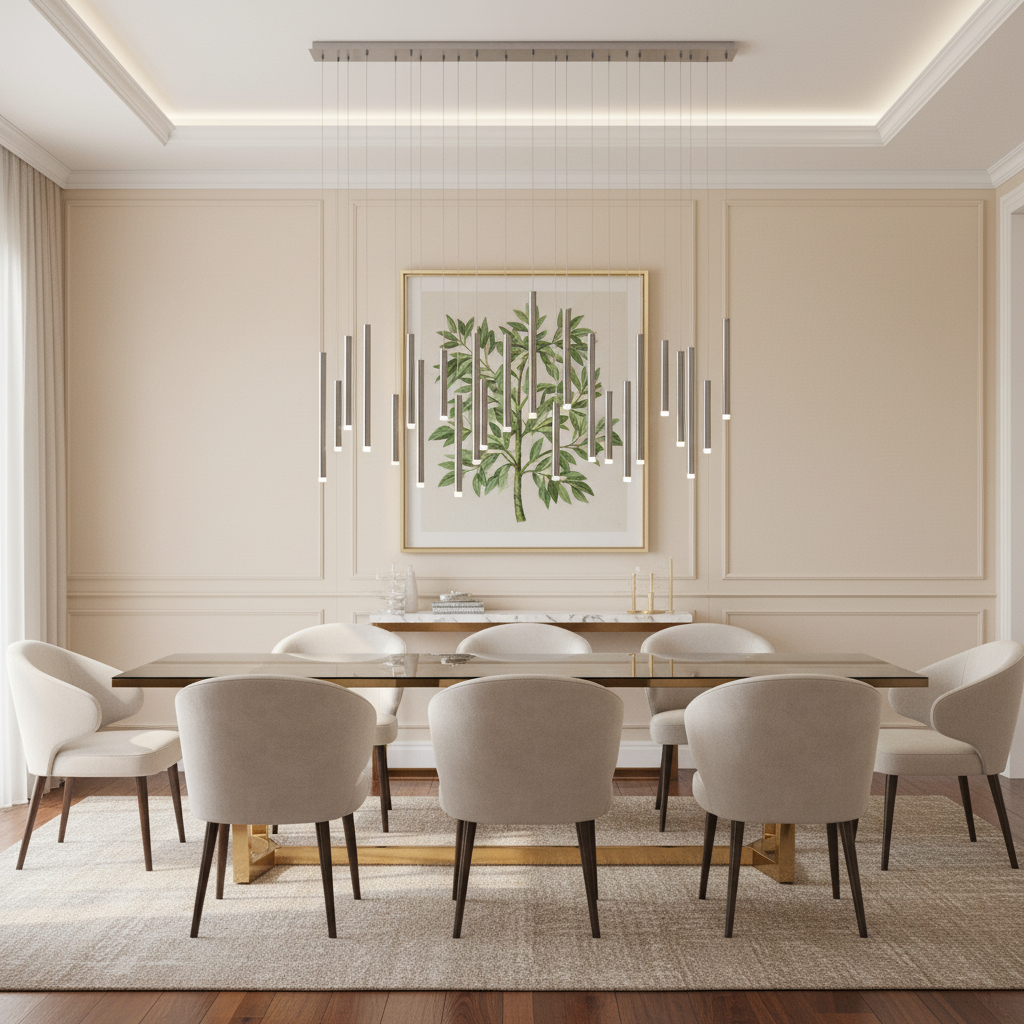 Luster Gaze Aura Cascade Rectangular Pendant Chandelier - contemporary American dining room