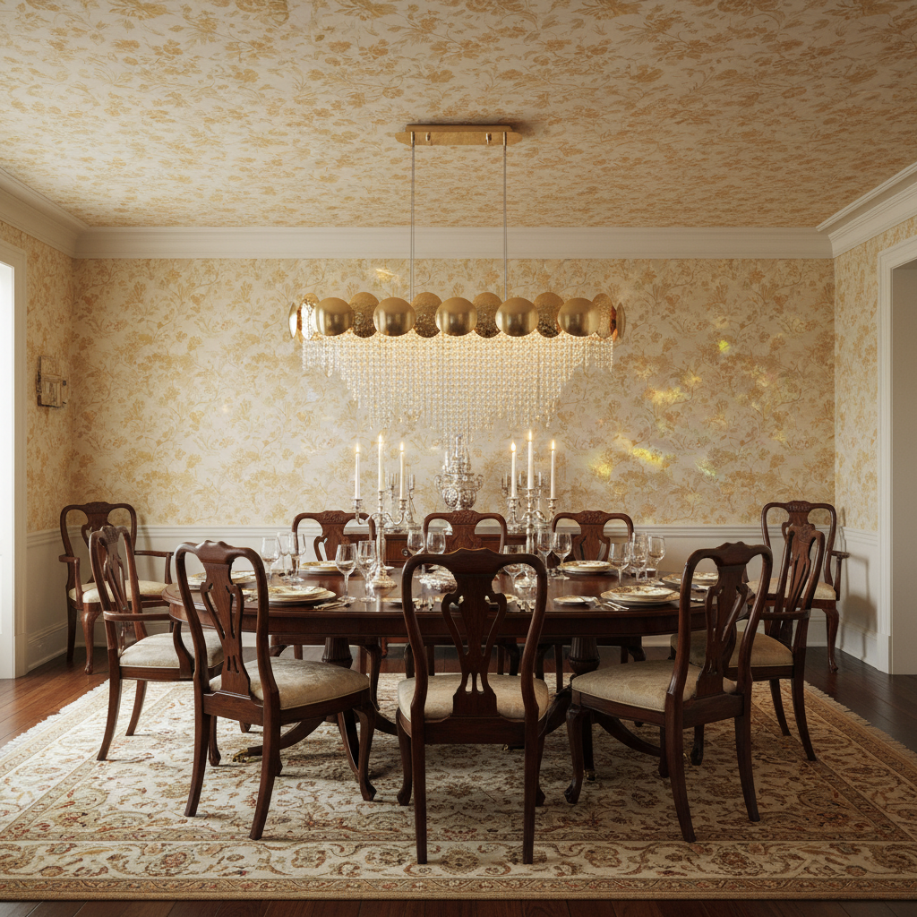 Luster Gaze Radiant Oval Brass Crystal Chandelier - formal American dining room