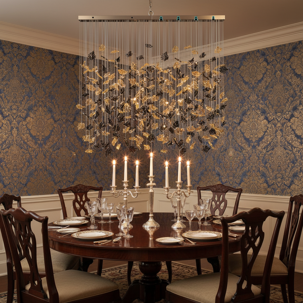 Luster Gaze Verdant Canopy Art Glass Chandelier - formal American dining room