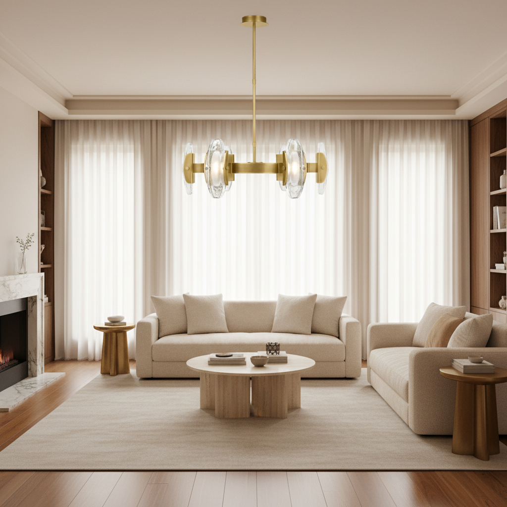 Luster Gaze Veridian Radiance Round LED Chandelier - sophisticated American living room