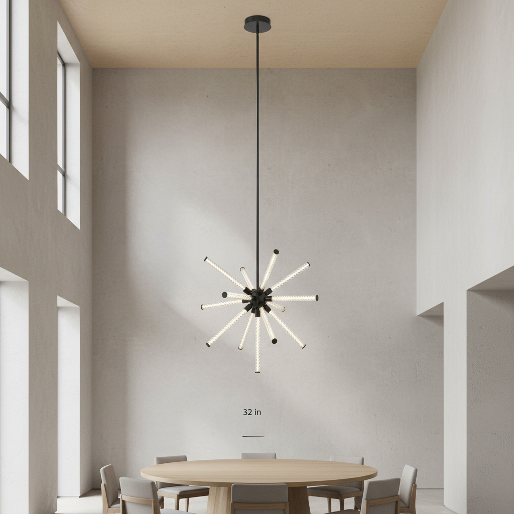 Luster Gaze Aura Weave Round LED Chandelier - Background Shot