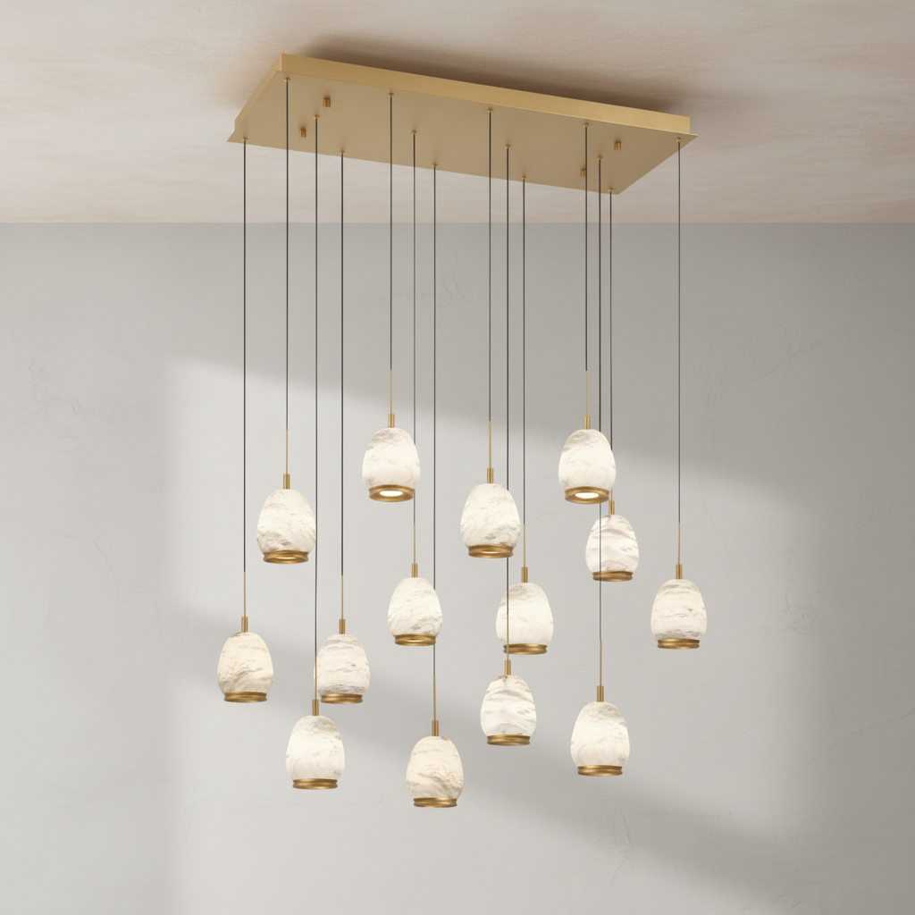 Luster Gaze Alabaster Aura Linear LED Chandelier - Background Shot