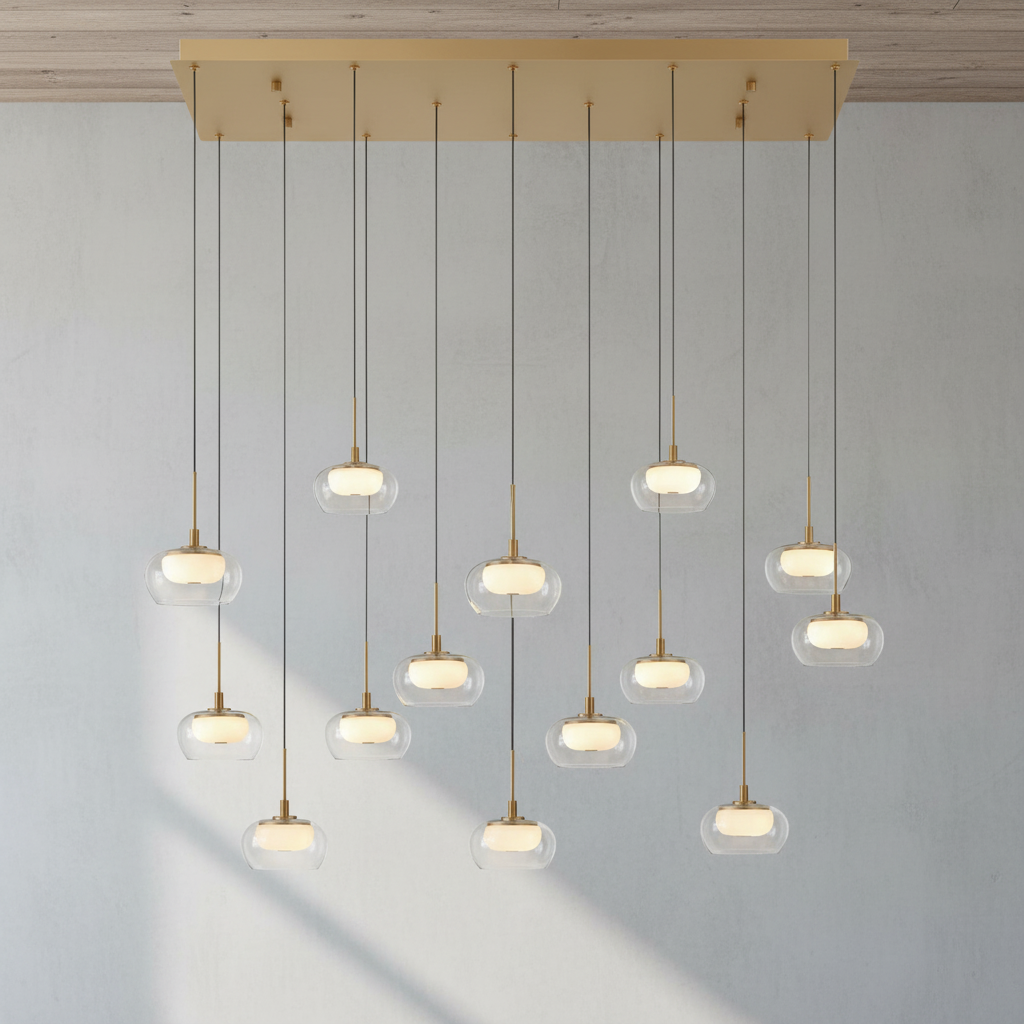 Luster Gaze Aura Stream Linear LED Chandelier - Background Shot