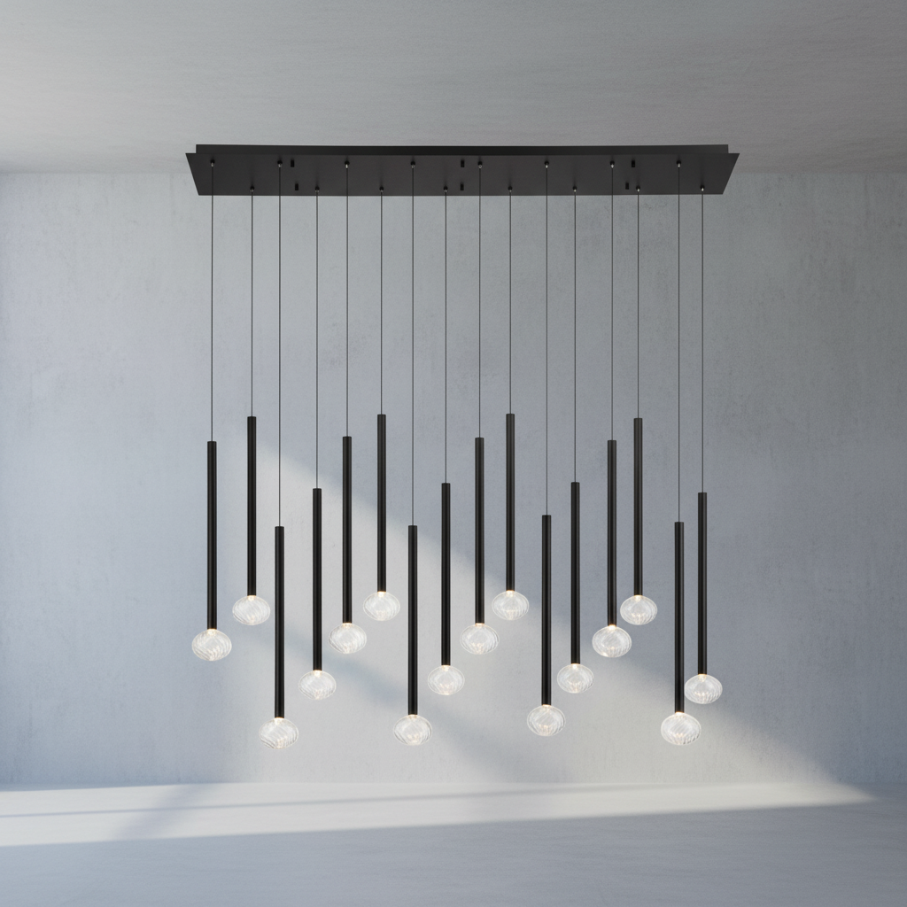 Luster Gaze Aura Stream Linear LED Chandelier - Background Shot