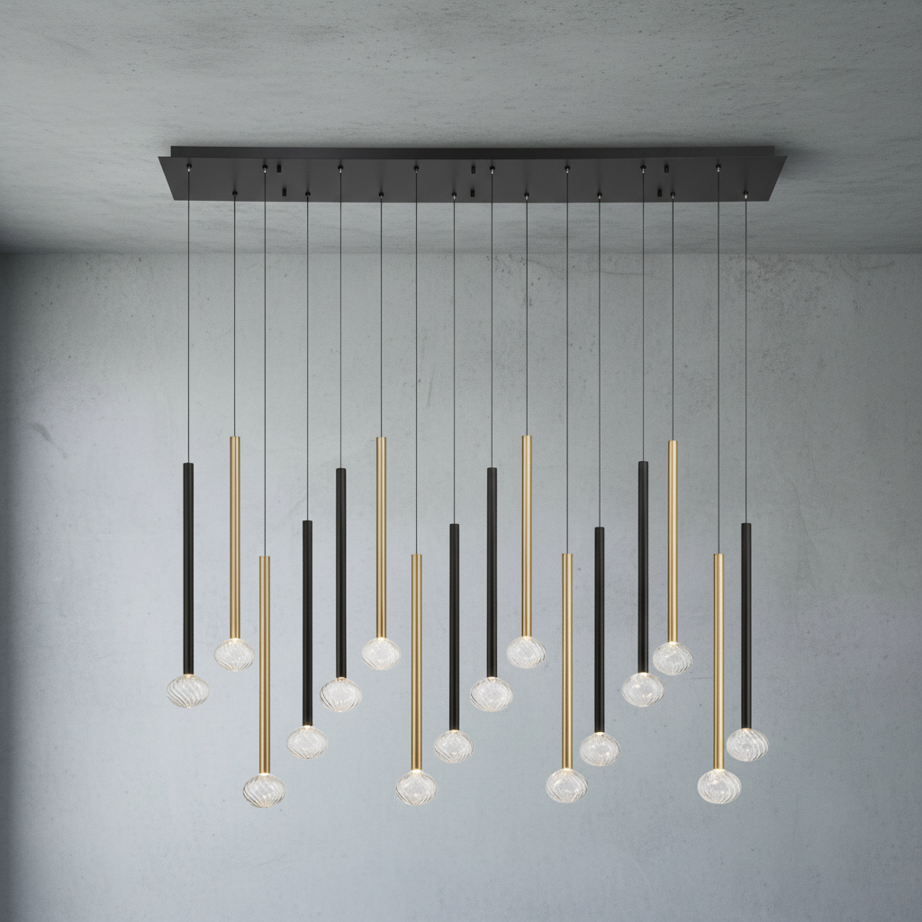 Luster Gaze Aura Stream Linear LED Chandelier - Background Shot