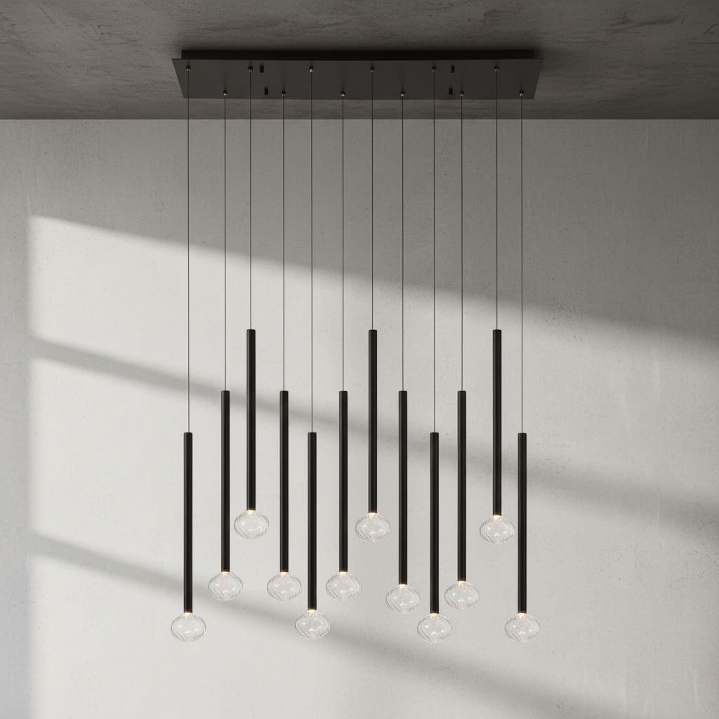 Luster Gaze Aura Stream Linear LED Chandelier - Background Shot