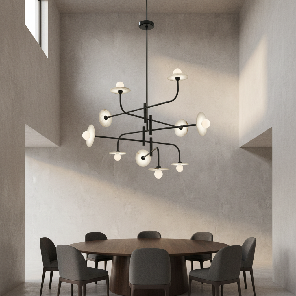 Luster Gaze Alabaster Aura LED Chandelier - Background Shot