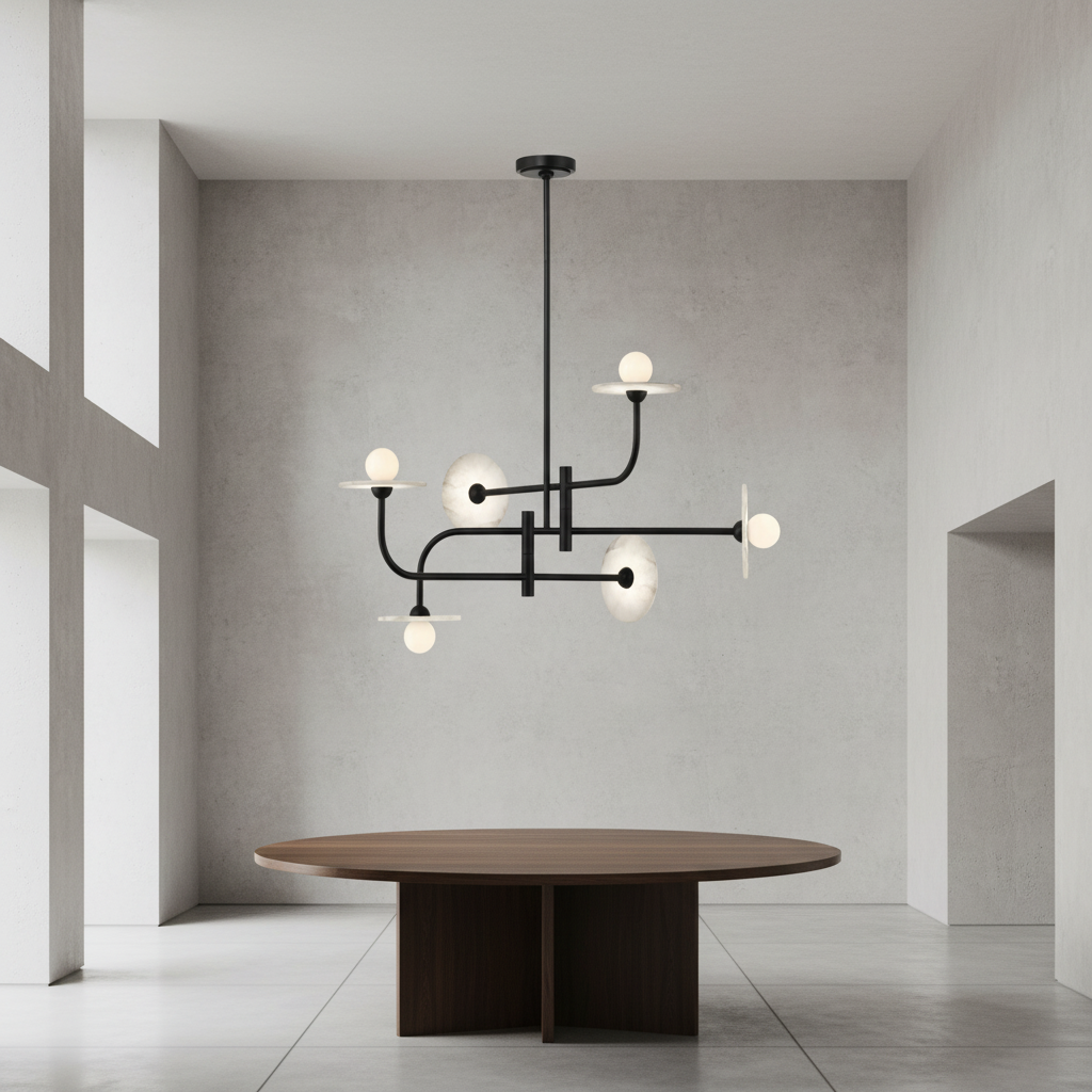 Luster Gaze Alabaster Aura LED Chandelier - Background Shot
