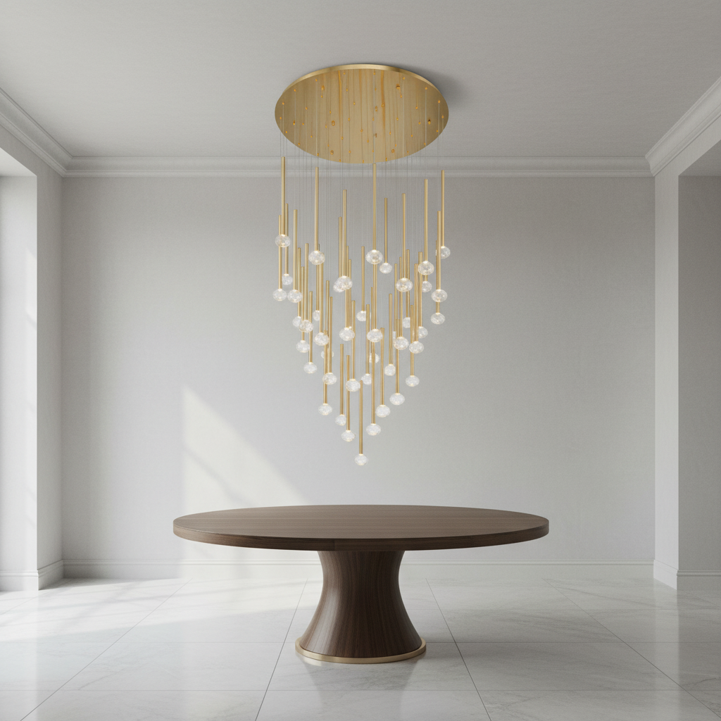 Luster Gaze Aura Cascade Round LED Chandelier - Background Shot