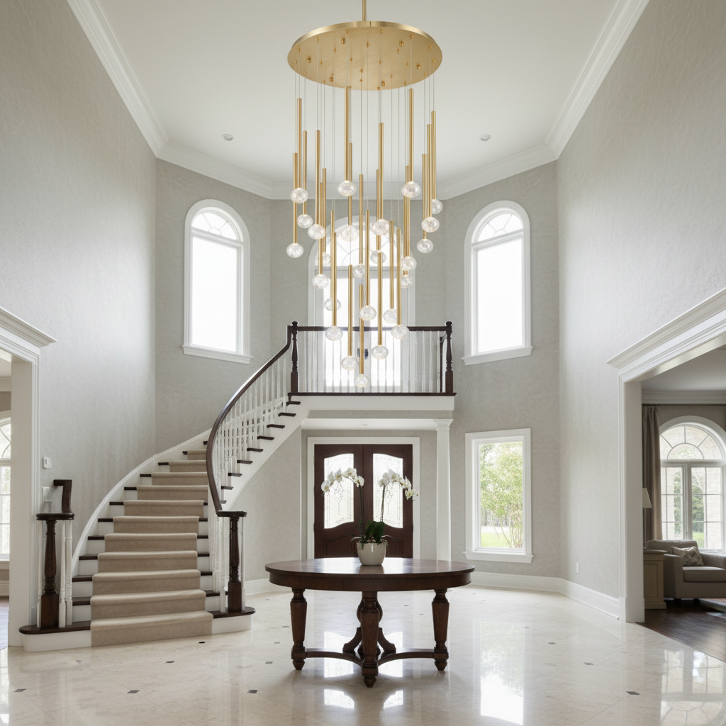Luster Gaze Aura Cascade Round LED Chandelier - Background Shot