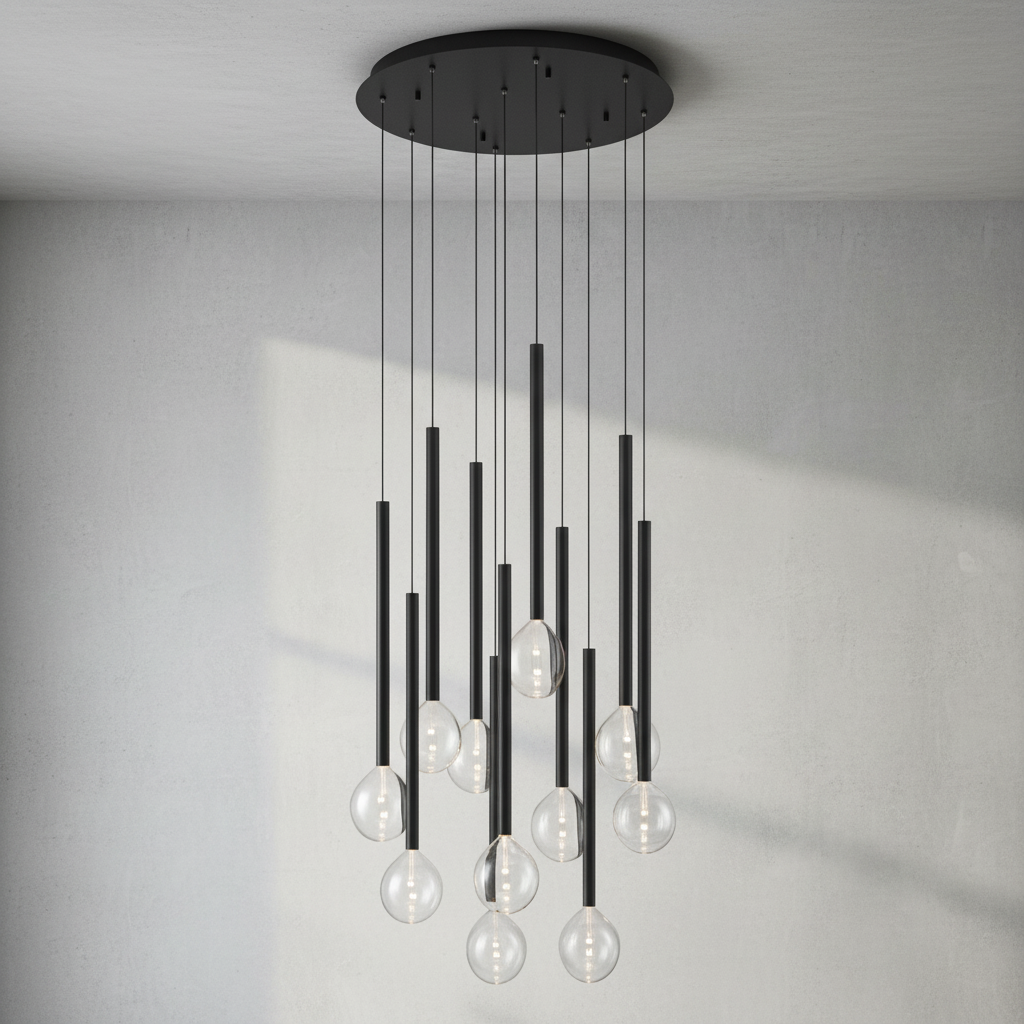 Luster Gaze Aura Droplet Round LED Chandelier - Background Shot