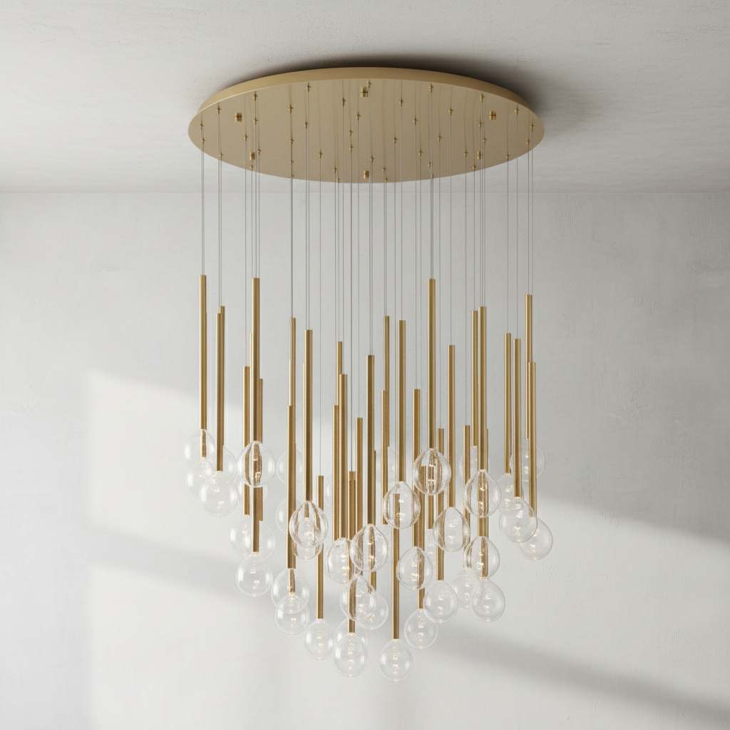 Luster Gaze Aura Droplet Round LED Chandelier - Background Shot