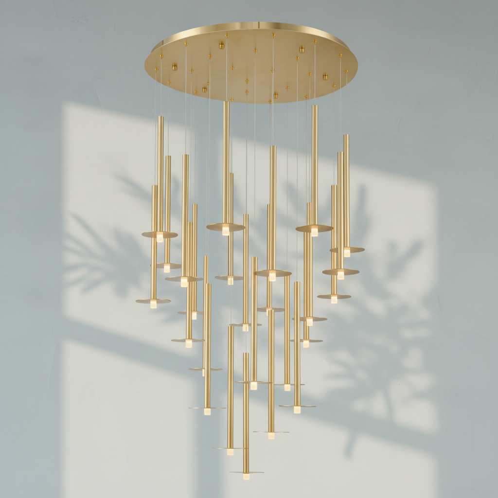 Luster Gaze Aura Grandeur Round LED Chandelier - Background Shot
