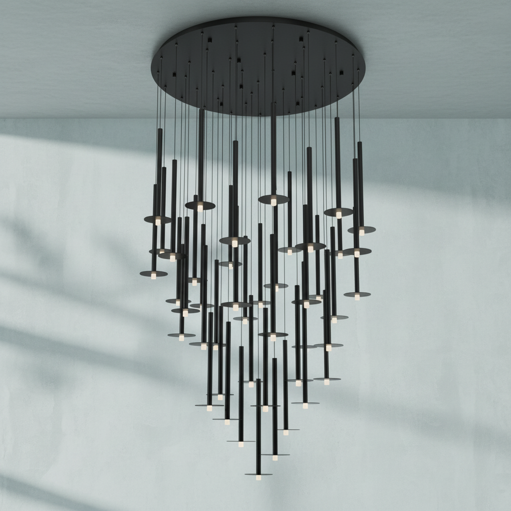 Luster Gaze Aura Grandeur Round LED Chandelier - Background Shot