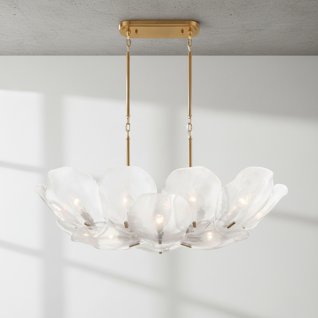 Luster Gaze Veridian Bloom Glass Chandelier - Background Shot