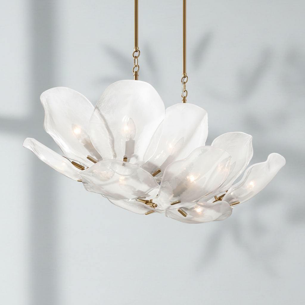 Luster Gaze Veridian Bloom Glass Chandelier - Background Shot