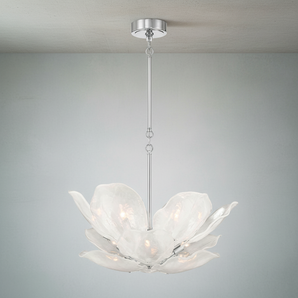 Luster Gaze Veridian Bloom Glass Chandelier - Background Shot