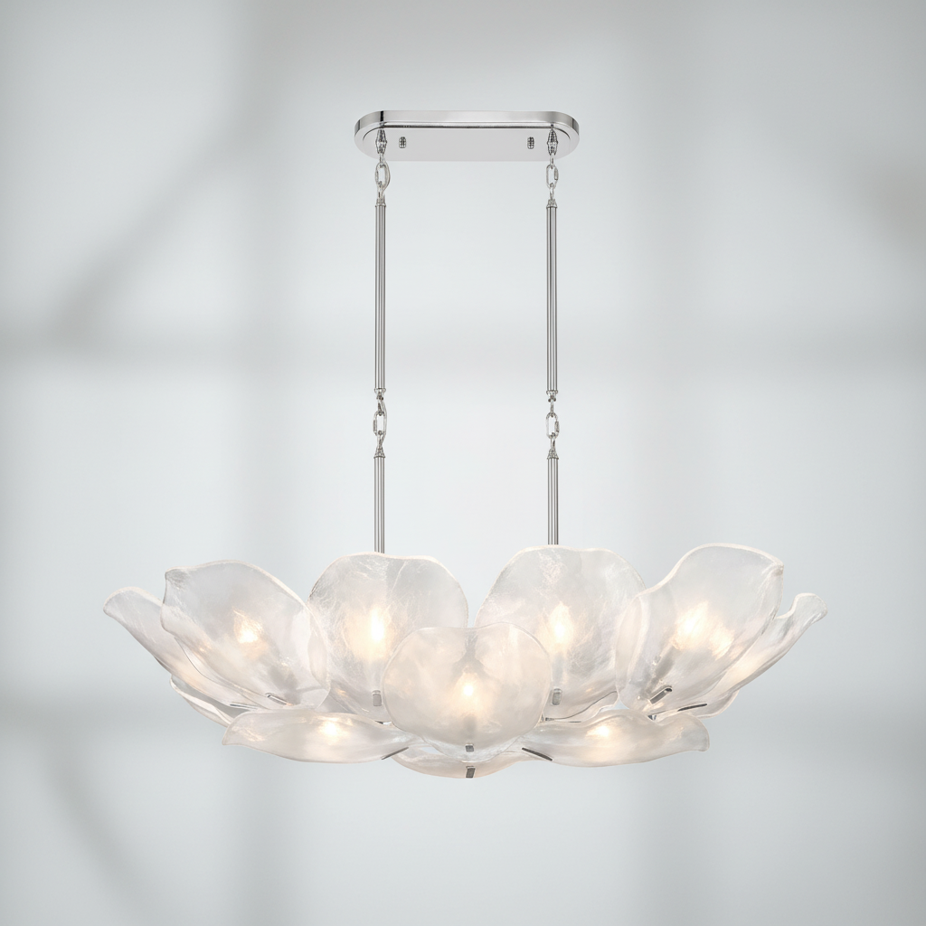 Luster Gaze Veridian Bloom Glass Chandelier - Background Shot