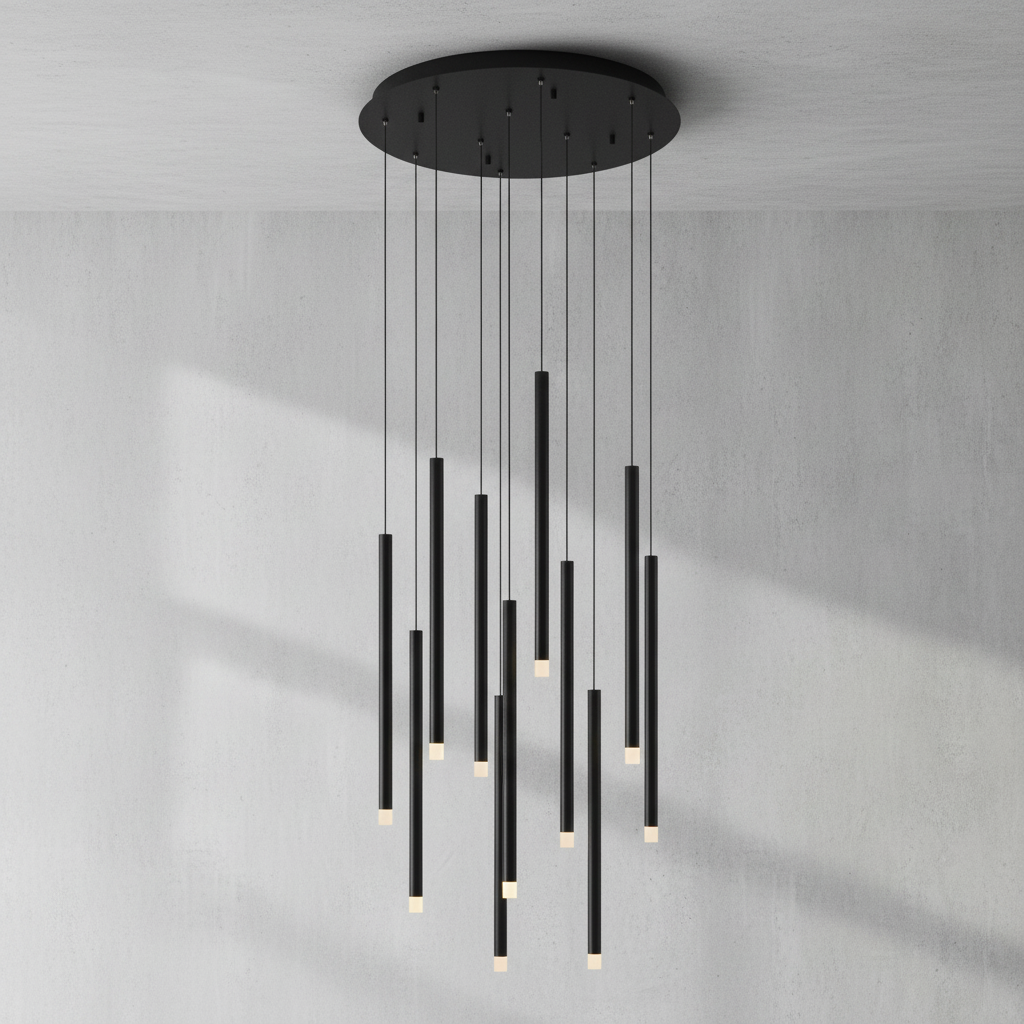 Luster Gaze Radiant Spire Round LED Chandelier - Background Shot