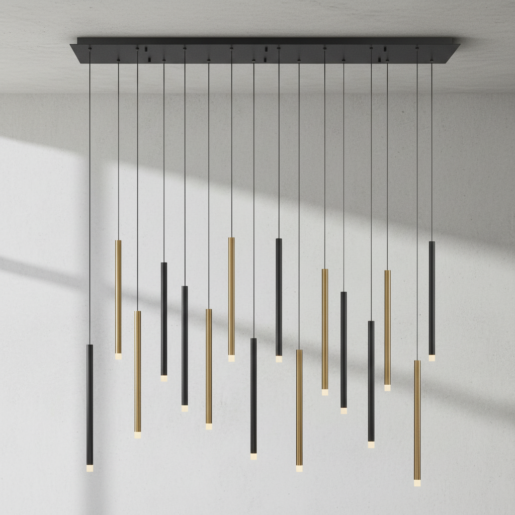 Luster Gaze Aura Cascade Linear LED Chandelier - Background Shot