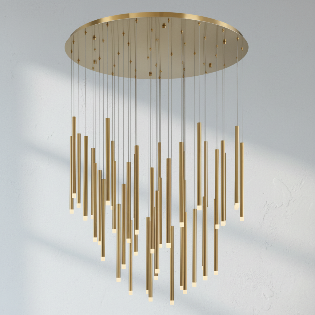 Luster Gaze Radiant Spire Round LED Chandelier - Background Shot