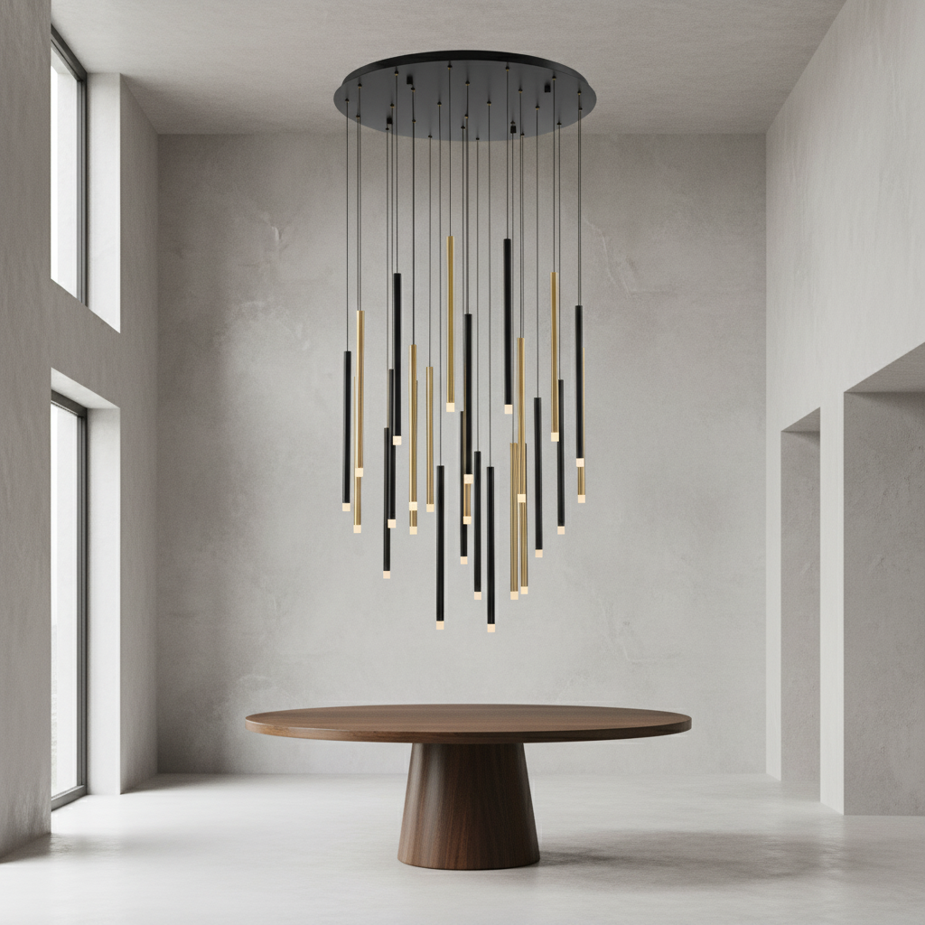 Luster Gaze Radiant Spire Round LED Chandelier - Background Shot