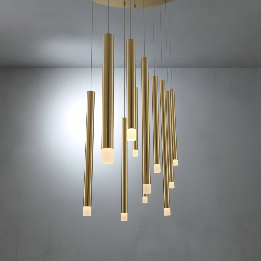 Luster Gaze Radiant Spire Round LED Chandelier - Background Shot