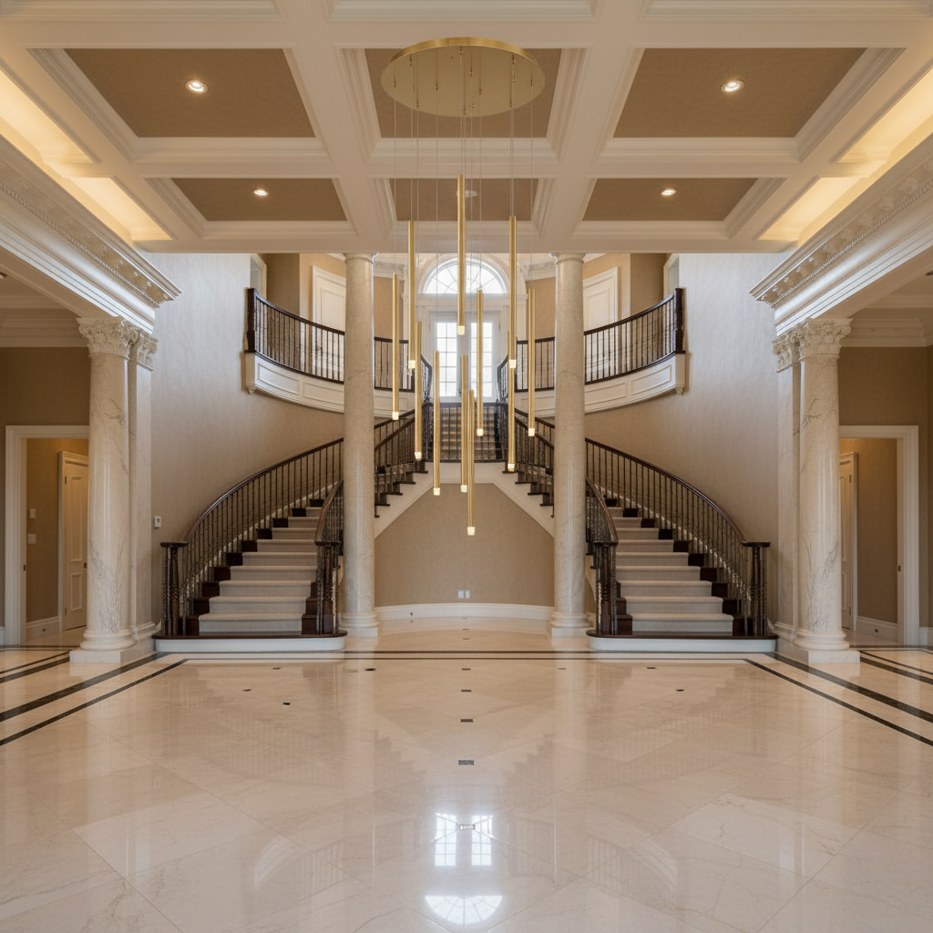 Luster Gaze Radiant Spire Round LED Chandelier - American estate entrance hall