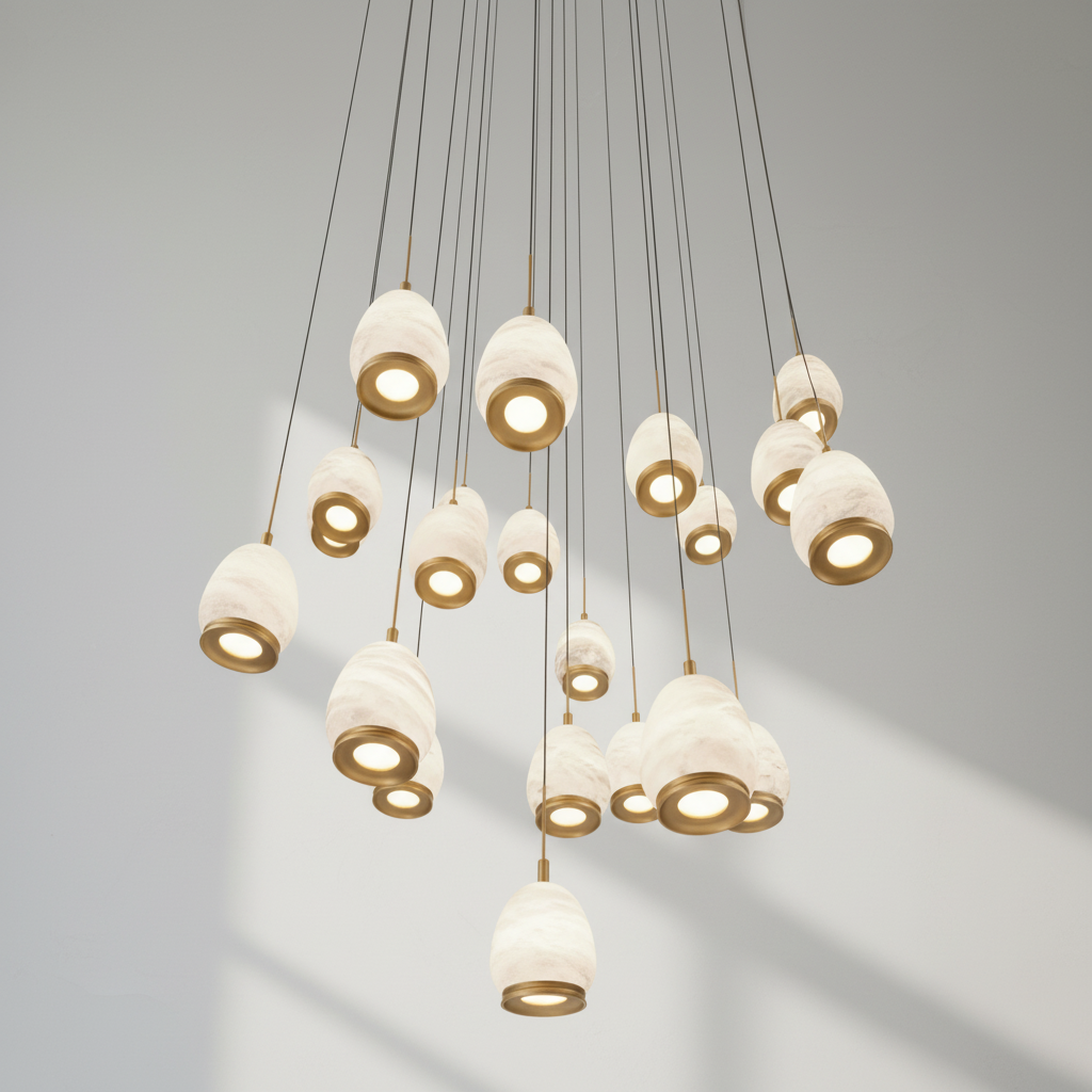 Luster Gaze Alabaster Aura Round LED Chandelier - Background Shot